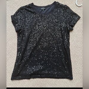 Mittoshop Black Sequin Short Sleeve Top